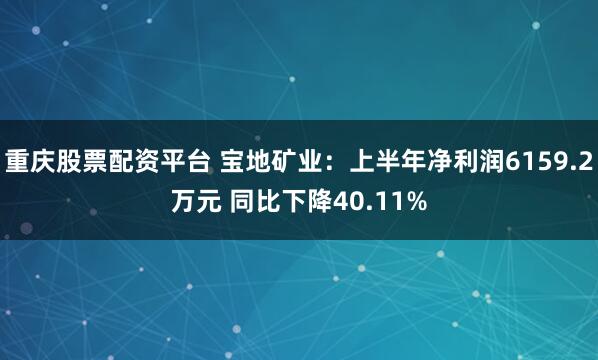 重庆股票配资平台 宝地矿业：上半年净利润6159.2万元 同比下降40.11%