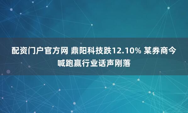 配资门户官方网 鼎阳科技跌12.10% 某券商今喊跑赢行业话声刚落